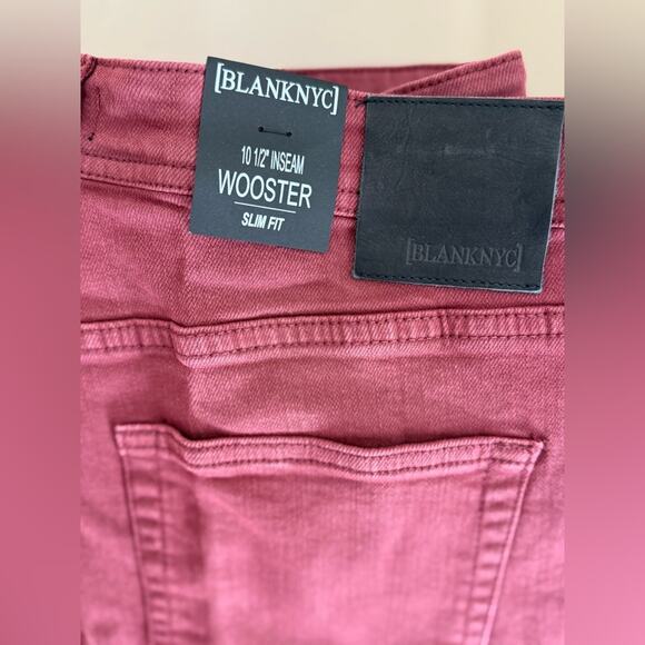 New BlankNYC Men’s Wooster Slim Fit Denim Jean Shorts Red Size 33 - Picture 3 of 4